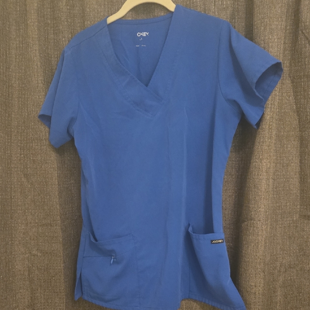 Jockey Women's Short Sleeve Blue Scrub Top